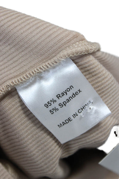 SNDYS. Women Bodycon Henley Dress Beige Long Sleeve Knee Length Button Size S