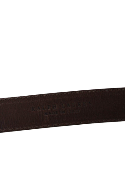 Ralph Lauren Womens Leather Silver Tone Buckle Classic Belt Brown Size 32