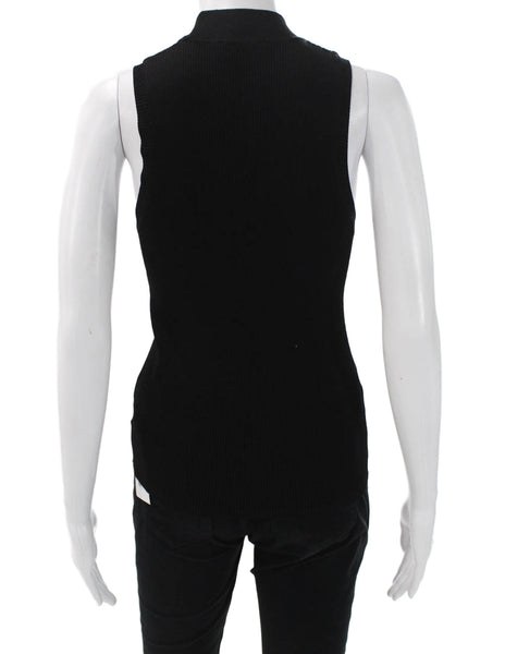 A.L.C. Womens Sleeveless Mock Neck Rayon Basic Tank Black Size M
