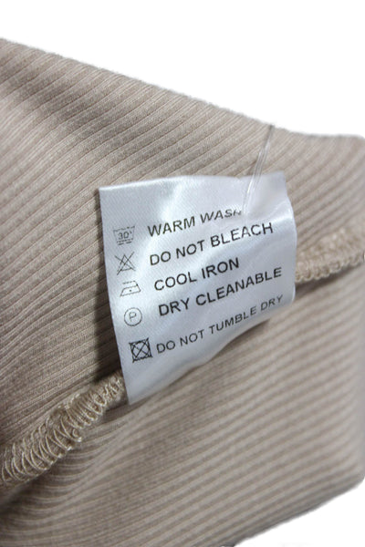 SNDYS. Women Bodycon Henley Dress Beige Long Sleeve Knee Length Button Size S