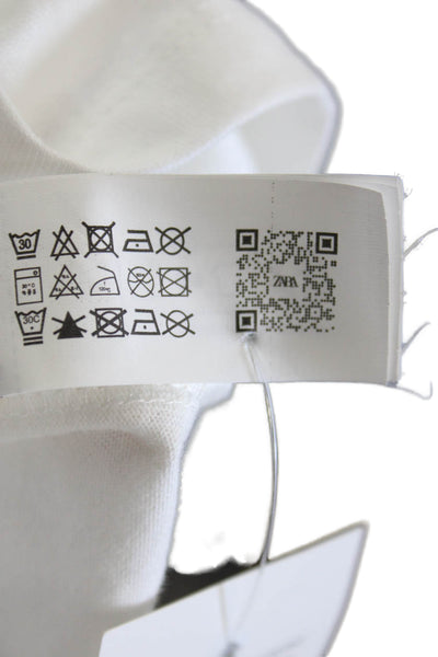 Zara Womens Basic White Cotton Round Neck Short Sleeve T-Shirt Size S