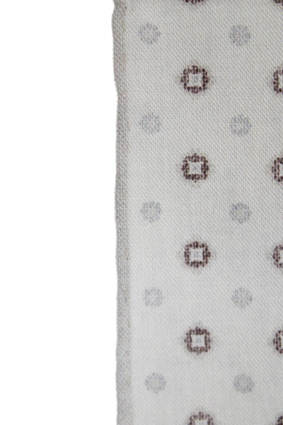 ELEVENTY Men's Roll Edge Gray Geometic Print Pocket Square