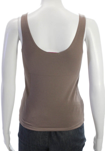Leggiadro Women Basic Tank Brown Scoop Neck 90% Cotton Sleeveless Size 1