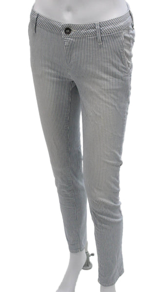 DL1961 Women Chino Pants Striped Blue Button Inseam 25 Size 25