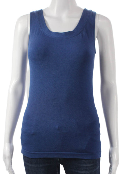 Wolford Womens Blue Scoop Neck Basic Tank 48% Nylon Size S