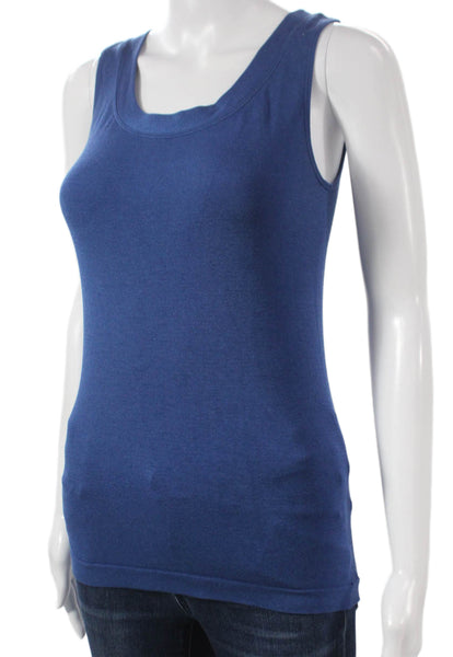 Wolford Womens Blue Scoop Neck Basic Tank 48% Nylon Size S