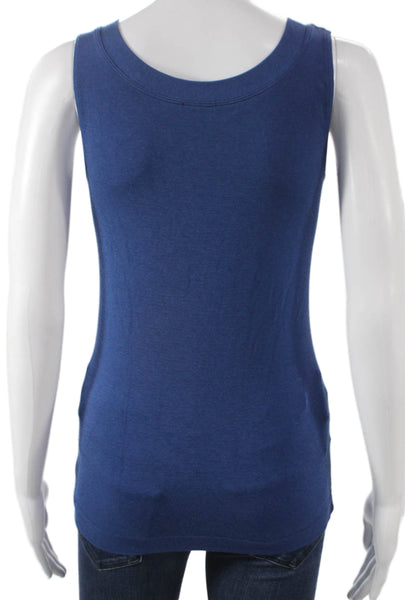 Wolford Womens Blue Scoop Neck Basic Tank 48% Nylon Size S