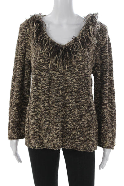St. John Sport By Marie Gray Women Brown V-Neck Pullover Sweater Size S