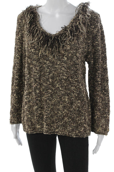 St. John Sport By Marie Gray Women Brown V-Neck Pullover Sweater Size S