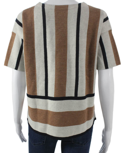 J Crew Women Multicolor Striped Cotton Pullover Crew Neck Short Sleeve Size 2XS