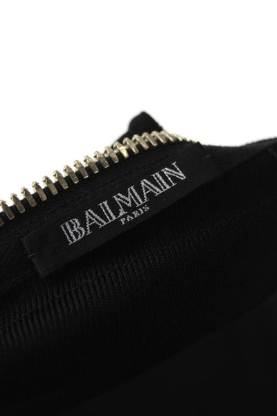 Balmain Women Bodycon Black Off Shoulder Knee-Length Viscose Zip Dress Size S