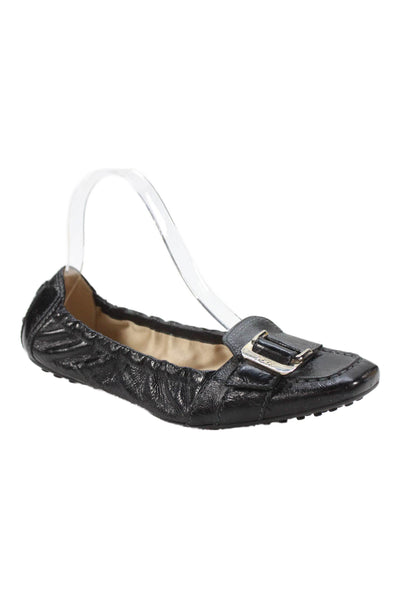 Tods Womens Leather Square Toe Driving Loafers Black Size 7