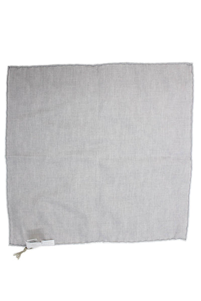 ELEVENTY Men's Roll Edge Solid Print Gray Pocket Square