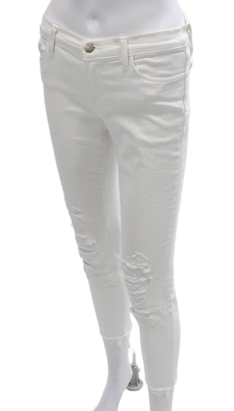 J Brand Womens Ankle Jeans White Cotton Blend Button Size 26