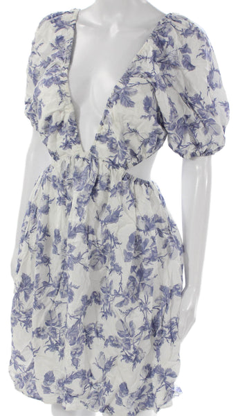 Bardot Women Mini Dress White Floral V Neck Short Sleeve Viscose Size 6