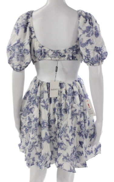 Bardot Women Mini Dress White Floral V Neck Short Sleeve Viscose Size 6