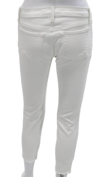 J Brand Womens Ankle Jeans White Cotton Blend Button Size 26