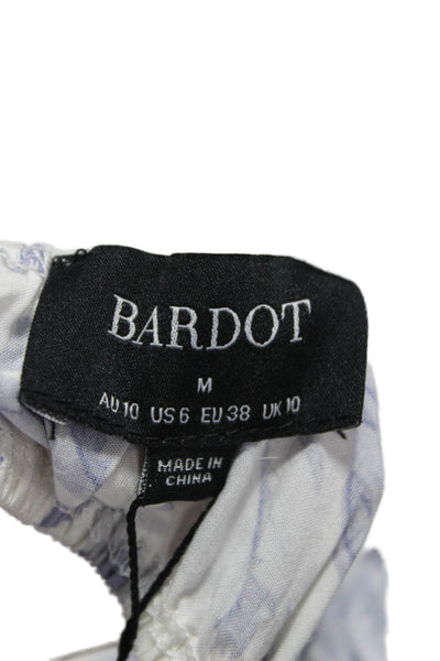 Bardot Women Mini Dress White Floral V Neck Short Sleeve Viscose Size 6