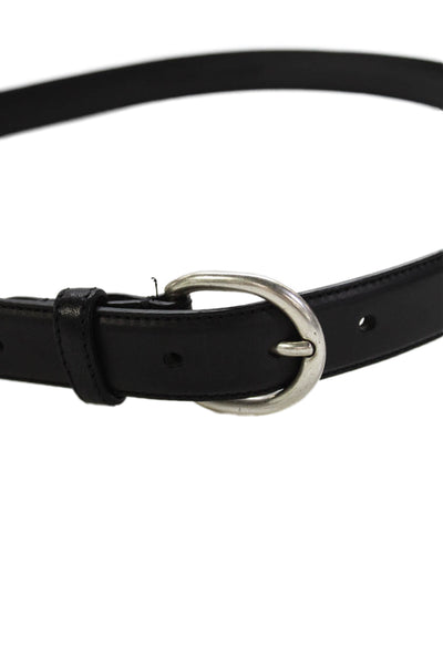 Ralph Lauren Womens Leather Silver Tone Buckle Classic Belt Black Size 38