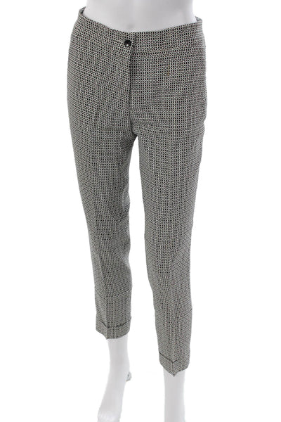 Etro Women Ankle Pants Black Geometric Viscose Button Size 38