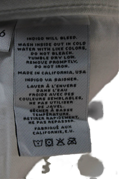 J Brand Womens Ankle Jeans White Cotton Blend Button Size 26