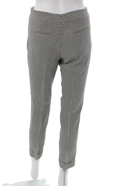 Etro Women Ankle Pants Black Geometric Viscose Button Size 38