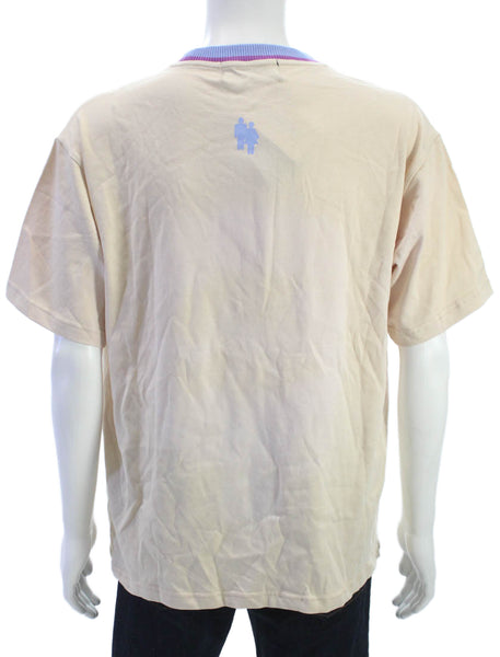 Homme + Femme Unisex Adults T-Shirt Beige Crewneck Short Sleeve Size L
