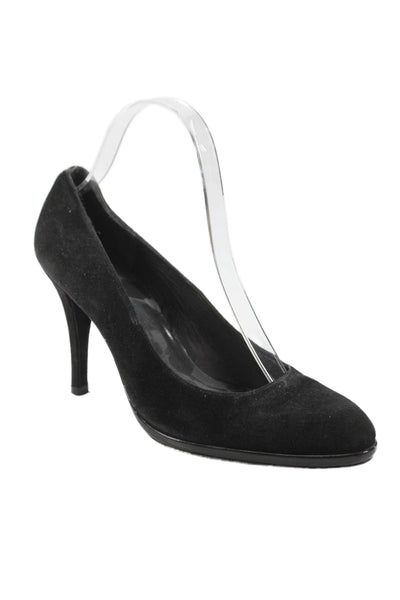 Stuart Weitzman Womens Suede Slide On Classic Pumps Black Size 8 Medium