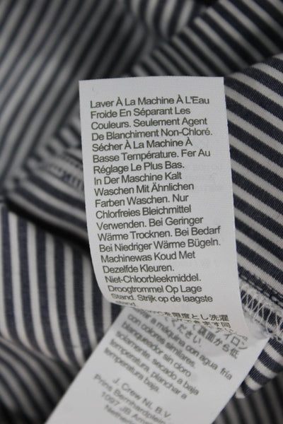 J Crew Womens Blue Striped Long Sleeve Basic Blouse Round Neck Size S