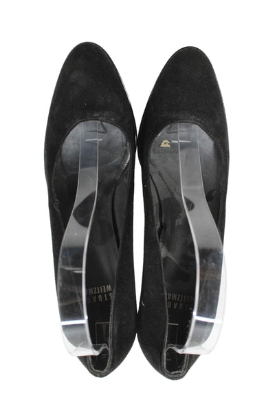 Stuart Weitzman Womens Suede Slide On Classic Pumps Black Size 8 Medium