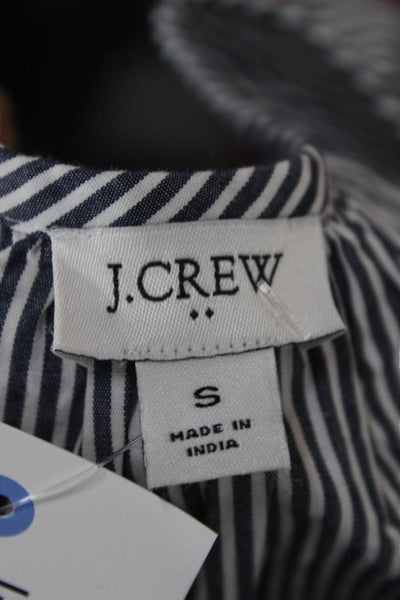 J Crew Womens Blue Striped Long Sleeve Basic Blouse Round Neck Size S