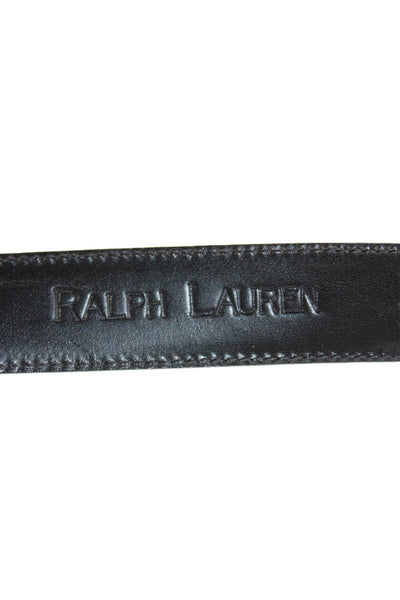 Ralph Lauren Womens Leather Silver Tone Buckle Classic Belt Black Size 38