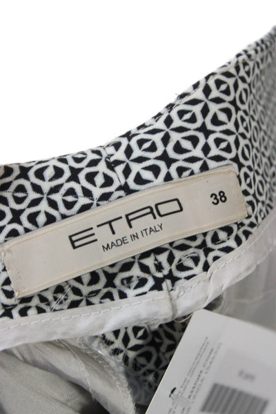 Etro Women Ankle Pants Black Geometric Viscose Button Size 38