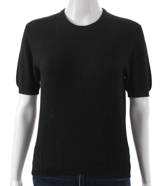 Berk Womens Pullover Sweater Black Wool Short Sleeve Crew Neck Size 2