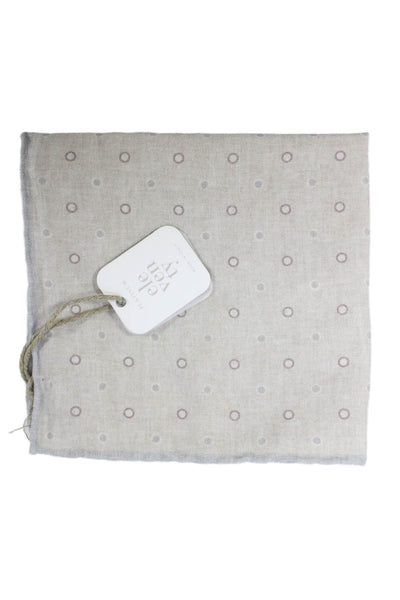 ELEVENTY Men's Roll Edge Gray Polka Dot  Print Pocket Square