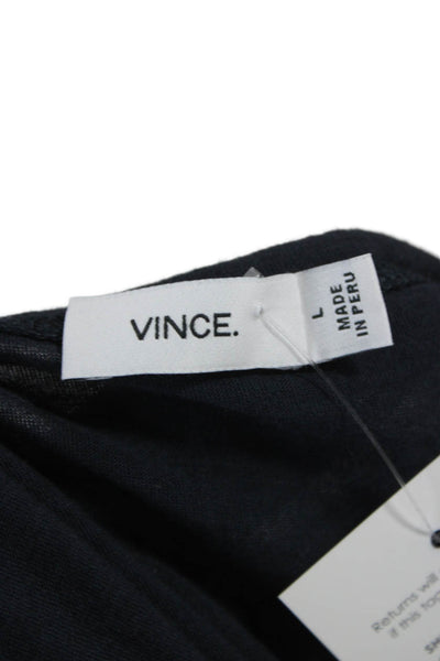 Vince Women Basic Scoop Neck Pima Cotton T-Shirt Blue Short Sleeve Size L