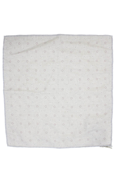 ELEVENTY Men's Roll Edge Gray Polka Dot  Print Pocket Square