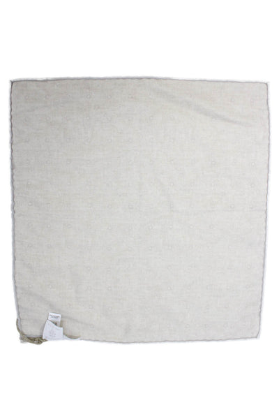 ELEVENTY Men's Roll Edge Gray Polka Dot  Print Pocket Square