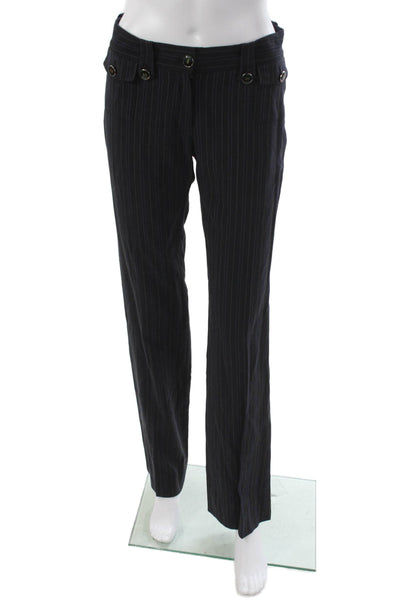 Dolce & Gabbana Womens Striped Wool Dress Pants Black Button Size 38