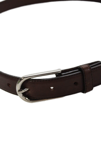 Ralph Lauren Womens Leather Silver Tone Buckle Classic Belt Brown Size 34