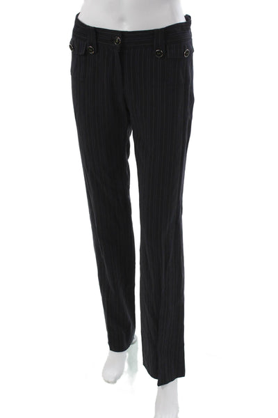 Dolce & Gabbana Womens Striped Wool Dress Pants Black Button Size 38