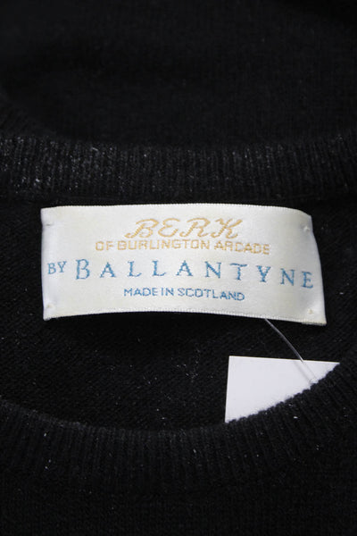 Berk Womens Pullover Sweater Black Wool Short Sleeve Crew Neck Size 2