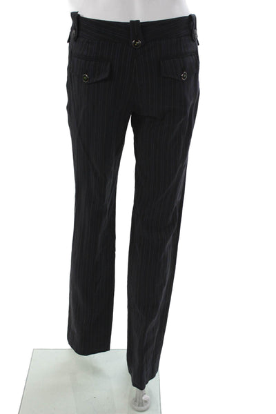 Dolce & Gabbana Womens Striped Wool Dress Pants Black Button Size 38