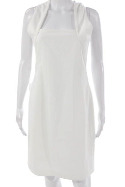 Halston Womens Sheath Halter Knee Length White Dress Size 4
