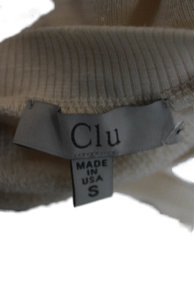 Clu Womens Ivory Cotton Pullover Sweatshirt Long Sleeve Round Neck Size S