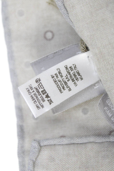 ELEVENTY Men's Roll Edge Gray Polka Dot  Print Pocket Square