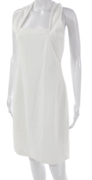 Halston Womens Sheath Halter Knee Length White Dress Size 4