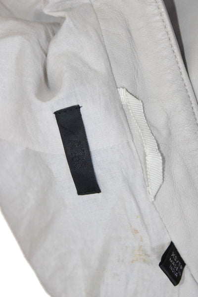 ATM Womens Motorcycle Jacket Beige Lamb Leather Zip Long Sleeve Size XS