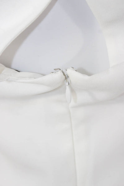 Halston Womens Sheath Halter Knee Length White Dress Size 4