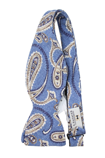 Oak Hill Men's Paisley Classic Adjustable Bow Tie Blue One Size